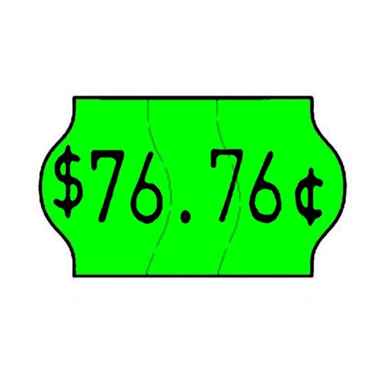 18x11mm Meto Fluoro Green Permanent Labels, Tamper Proof - 30,000 Labels Per Pack - Incl. Free Ink Roller