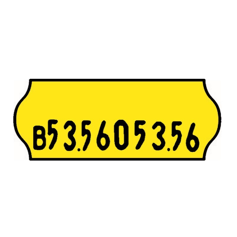 26x12mm Meto Fluoro Yellow Permanent Labels, Non-Tamper Proof - 30,000 Labels Per Pack - Incl. Free Ink Roller