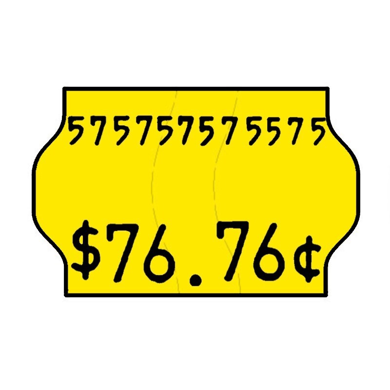 32x19mm Meto Fluro Yellow Permanent Labels, Tamper Proof - 20,000 Labels Per Pack - Incl. Free Meto Ink Roller