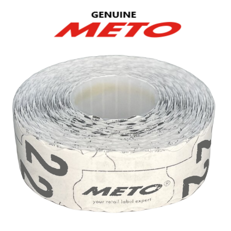 32x19mm Meto Fluro Yellow Permanent Labels, Tamper Proof - 20,000 Labels Per Pack - Incl. Free Meto Ink Roller